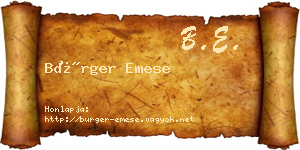 Bürger Emese névjegykártya