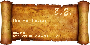 Bürger Emese névjegykártya