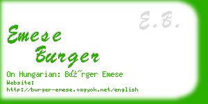 emese burger business card